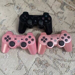 Lot Of 3 PlayStation 3 Dualshock Controller PS3 For Parts or Repair Pink Black